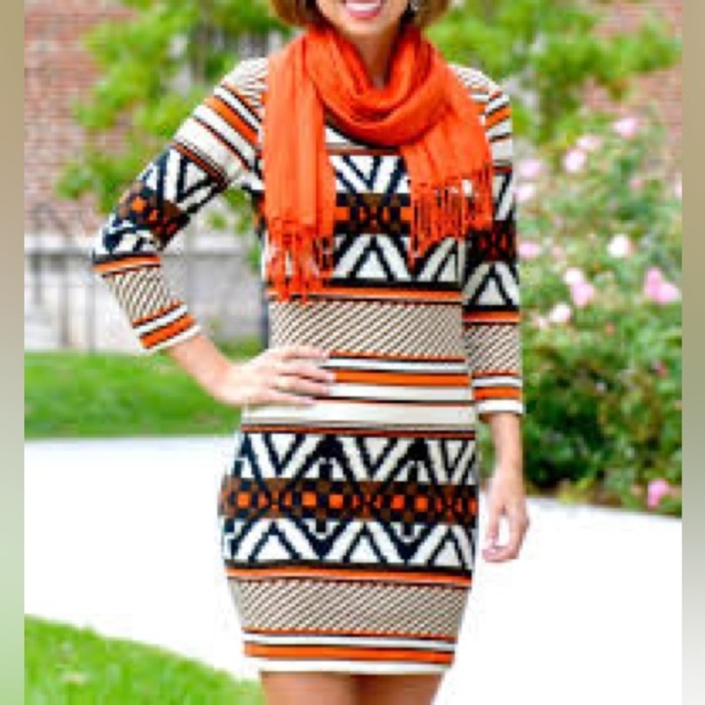 SWOON Aztec Geometric Swoop Neck Mini-Dress - Picture 1 of 5